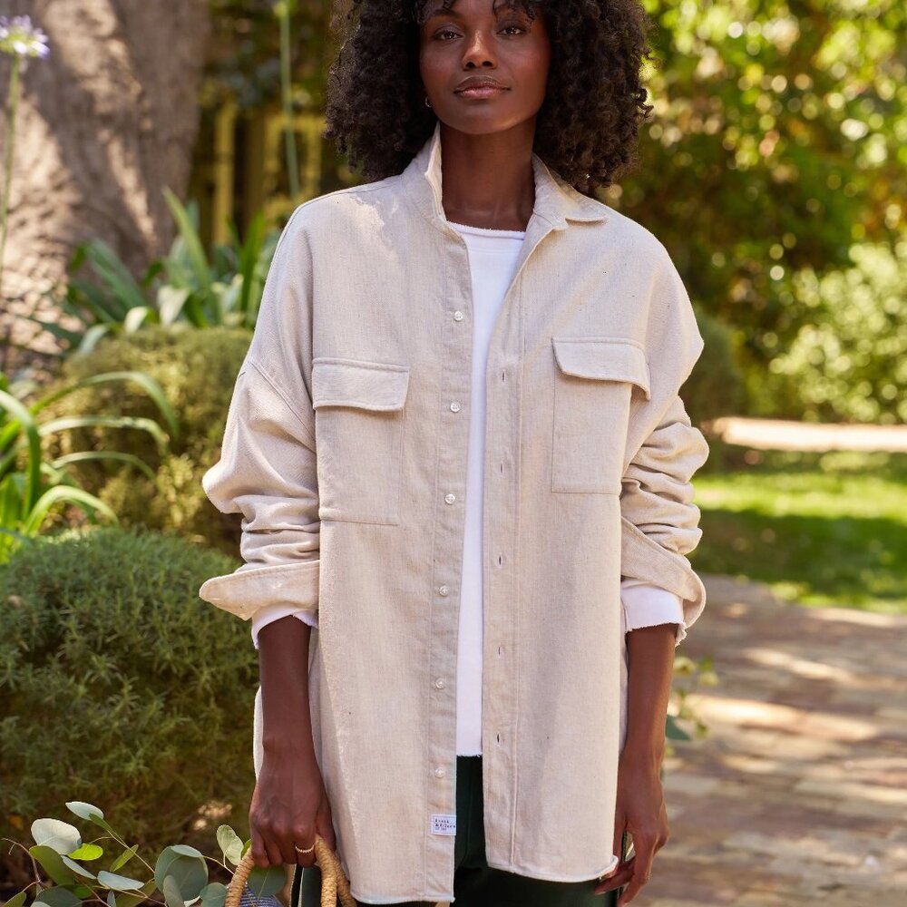Frank & Eileen - McLoghlin Shacket in Natural Italian Brushed Canvas
